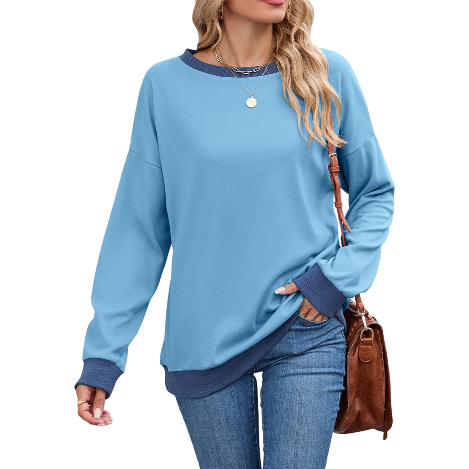 2025 Women's Popular Round Neck Loose Top Long Sleeved Color Blocked Ribbed Sweatshirt
2025 Women's Popular Round Neck Loose Top Long Sleeved Color Blocked Ribbed Sweatshirt