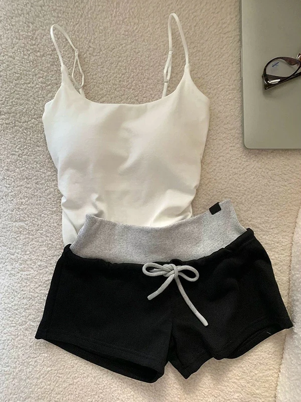 Sexy Sleepwear Set Women's Summer Strap Short Pants High Waist Straight Leg Fashionable Home Clothes Outerwear Korean Style
Sexy Sleepwear Set Women's Summer Strap Short Pants High Waist Straight Leg Fashionable Home Clothes Outerwear Korean Style