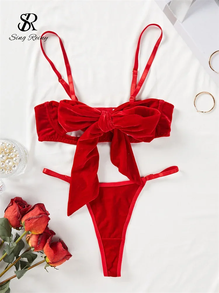 SINGREINY Erotic Christmas Bow Sexy Underwear Sets Fashion Hollow Out Slim Sleepwear Female Solid Porno Velvet Uniform Suits
SINGREINY Erotic Christmas Bow Sexy Underwear Sets Fashion Hollow Out Slim Sleepwear Female Solid Porno Velvet Uniform Suits