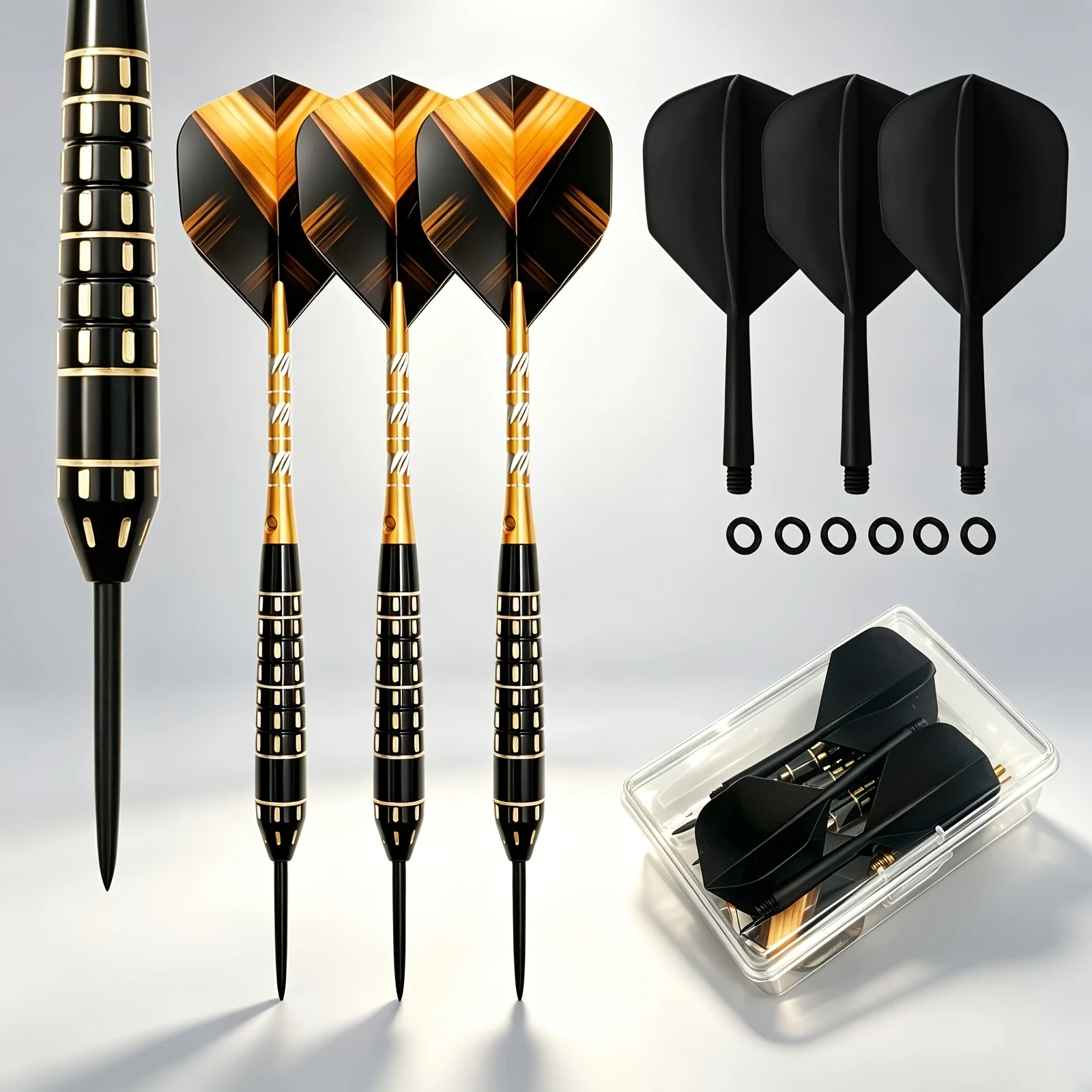 24g Premium Steel Tip Darts Set - Carved Brass Barrel, Aluminum Alloy Shaft, Interchangeable Integrated & PET Flights
24g Premium Steel Tip Darts Set - Carved Brass Barrel, Aluminum Alloy Shaft, Interchangeable Integrated & PET Flights