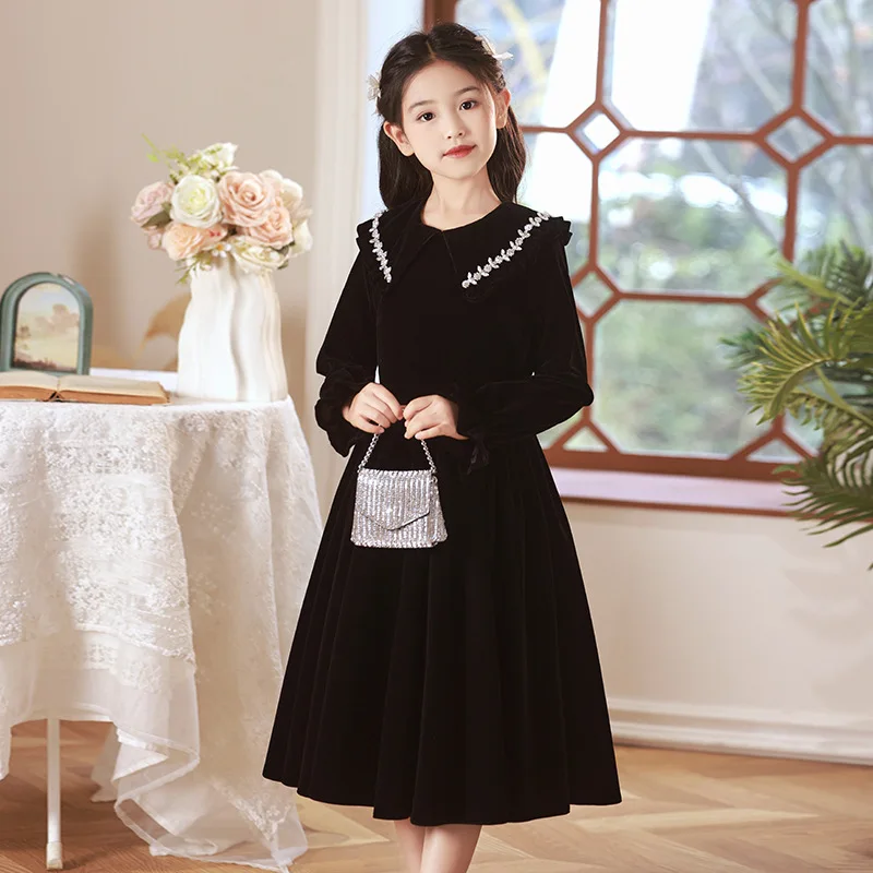 Girls' evening dress spring black light luxury niche high-end princess dress children's host piano performance uniform
Girls' evening dress spring black light luxury niche high-end princess dress children's host piano performance uniform