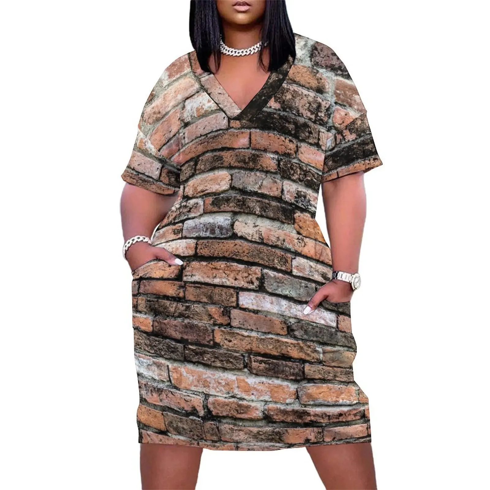 Brick Wall Loose Pocket Dress Women's summer long dress prom dresses Woman's evening dress
Brick Wall Loose Pocket Dress Women's summer long dress prom dresses Woman's evening dress