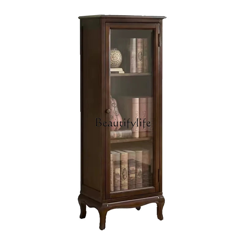 American all solid wood double door bookcase with glass door living room locker
American all solid wood double door bookcase with glass door living room locker