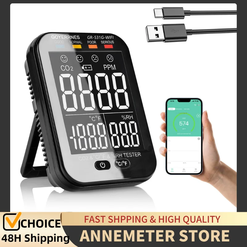 CO2 Carbon Dioxide Detector Wireless, Indoor Air Quality Monitor 3-in-1 Portable CO2 Monitor, Tester for Carbon Dioxide
CO2 Carbon Dioxide Detector Wireless, Indoor Air Quality Monitor 3-in-1 Portable CO2 Monitor, Tester for Carbon Dioxide
