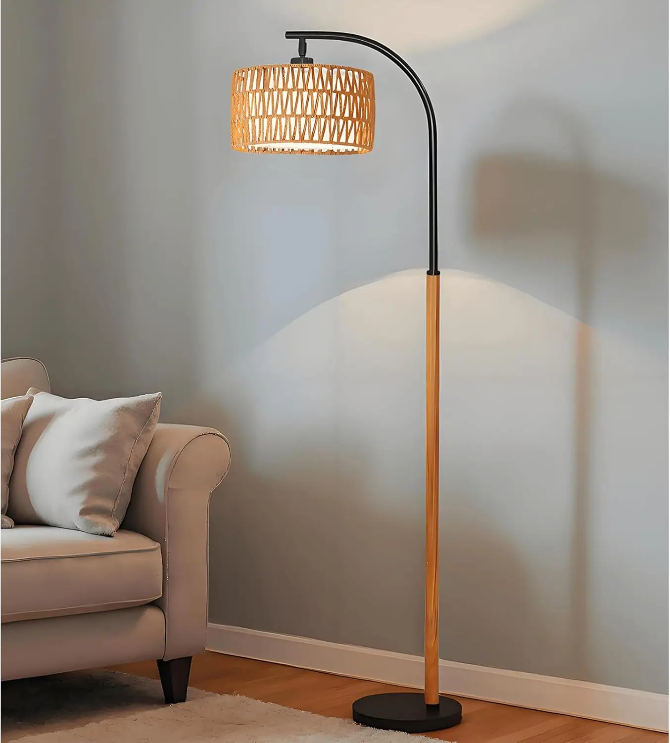 65" Brown Black Boho Floor Lamp, 1200 Lumens Dimmable Rattan Arc Lamp for Living Room Bedroom
65" Brown Black Boho Floor Lamp, 1200 Lumens Dimmable Rattan Arc Lamp for Living Room Bedroom