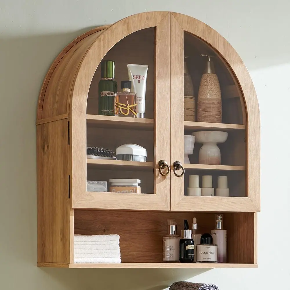 Bathroom Arched Wall Cabinet, 23.6'' Wide Medicine Cabinet with Adjustable Shelves & Glass Do, Over The Toilet Storage Wall Moun
Bathroom Arched Wall Cabinet, 23.6'' Wide Medicine Cabinet with Adjustable Shelves & Glass Do, Over The Toilet Storage Wall Moun