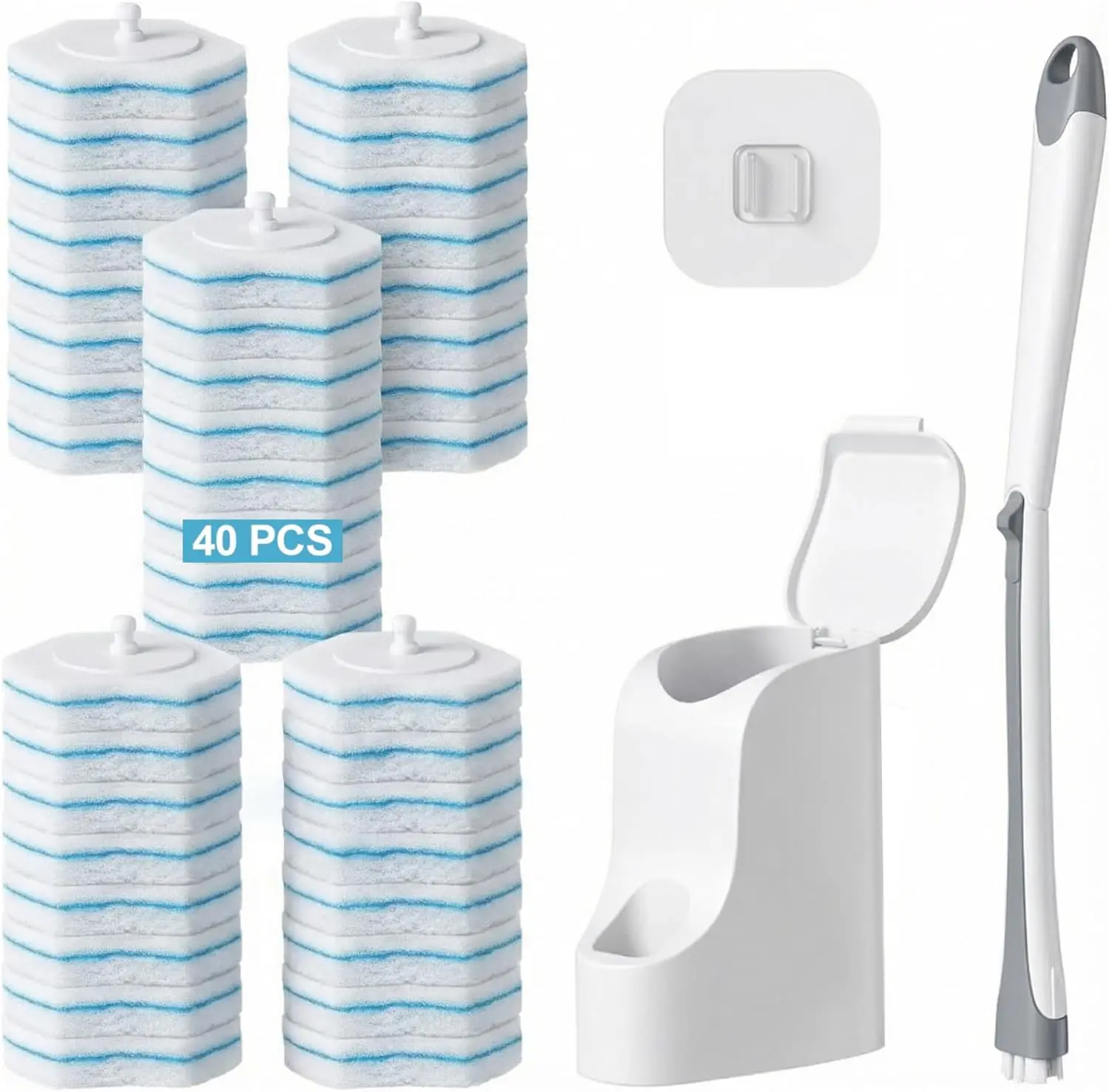 Disposable Toilet Brush with 40 Refills, Wall Mounted Holder Set for Bathroom Cleaning
Disposable Toilet Brush with 40 Refills, Wall Mounted Holder Set for Bathroom Cleaning