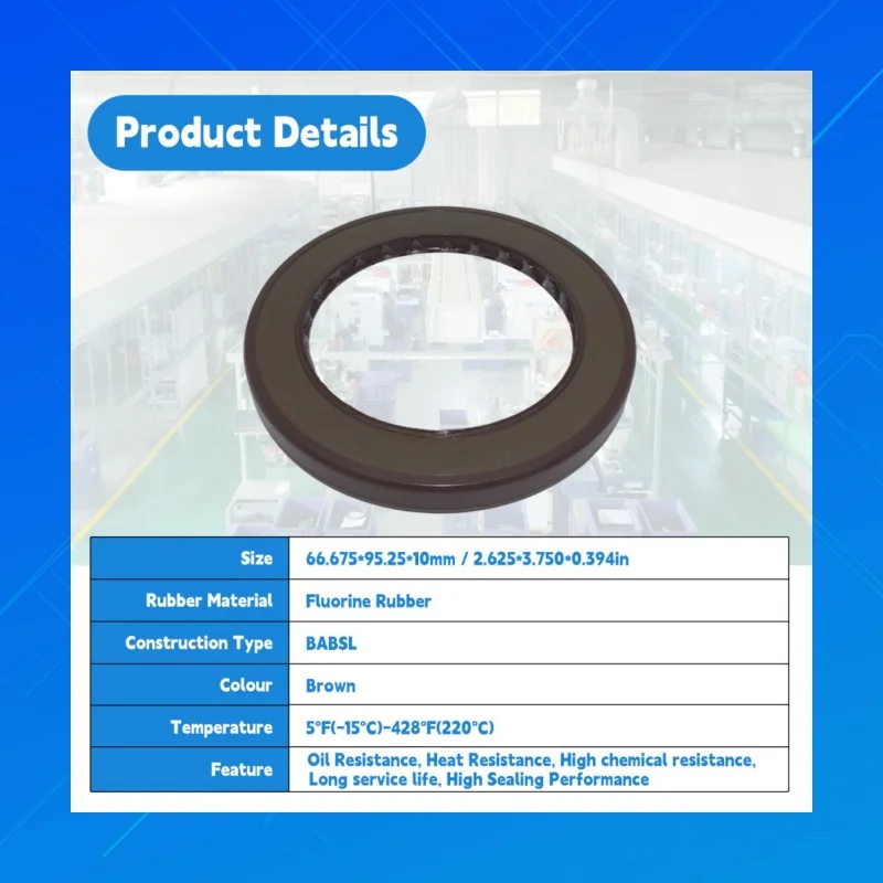 DMHUI BABSL Style FKM Pressure Type Radial Shaft Seal 66.675x95.25x10mm Premium Fluororubber Oil Seal for Industrial Machinery
DMHUI BABSL Style FKM Pressure Type Radial Shaft Seal 66.675x95.25x10mm Premium Fluororubber Oil Seal for Industrial Machinery