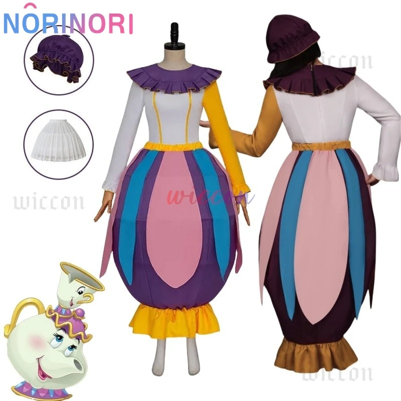 Tea Pot Cosplay Mrs Potts Long Sleeves Colorful Dress Hat Costume Adult Women Halloween Christmas Party Role Play Clothes
Tea Pot Cosplay Mrs Potts Long Sleeves Colorful Dress Hat Costume Adult Women Halloween Christmas Party Role Play Clothes
