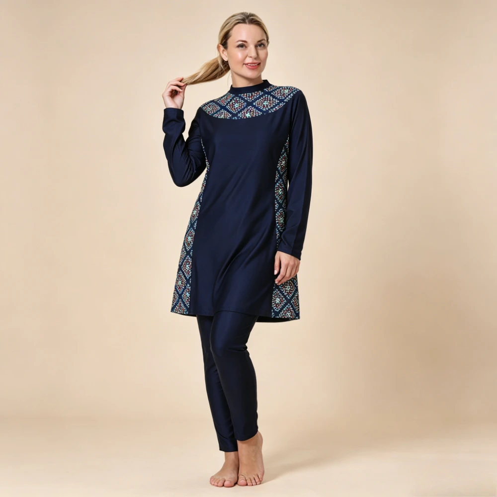 New Plus Size 3PCS Print Burkini Swimwear Long Sleeve Tunic Top Full Length Pants with Swim Cap Conservative Muslim Bathing Suit
New Plus Size 3PCS Print Burkini Swimwear Long Sleeve Tunic Top Full Length Pants with Swim Cap Conservative Muslim Bathing Suit