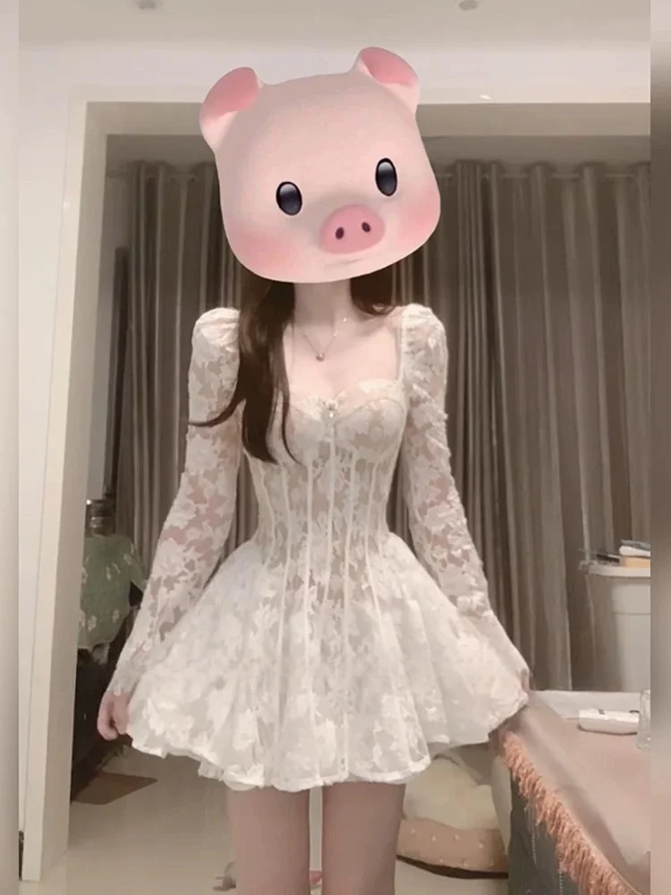 plus Size Women's Lace Dress Square Collar Puffy Waist Design Korean Style Commute Fashion High Waist Short Skirt Long Sleeve
plus Size Women's Lace Dress Square Collar Puffy Waist Design Korean Style Commute Fashion High Waist Short Skirt Long Sleeve