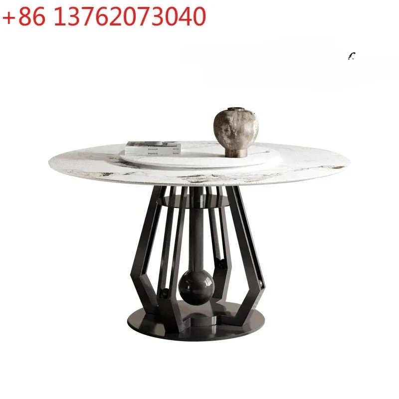 Italian light luxury rock slab dining table and chair combination simple household stainless steel round high-end table
Italian light luxury rock slab dining table and chair combination simple household stainless steel round high-end table