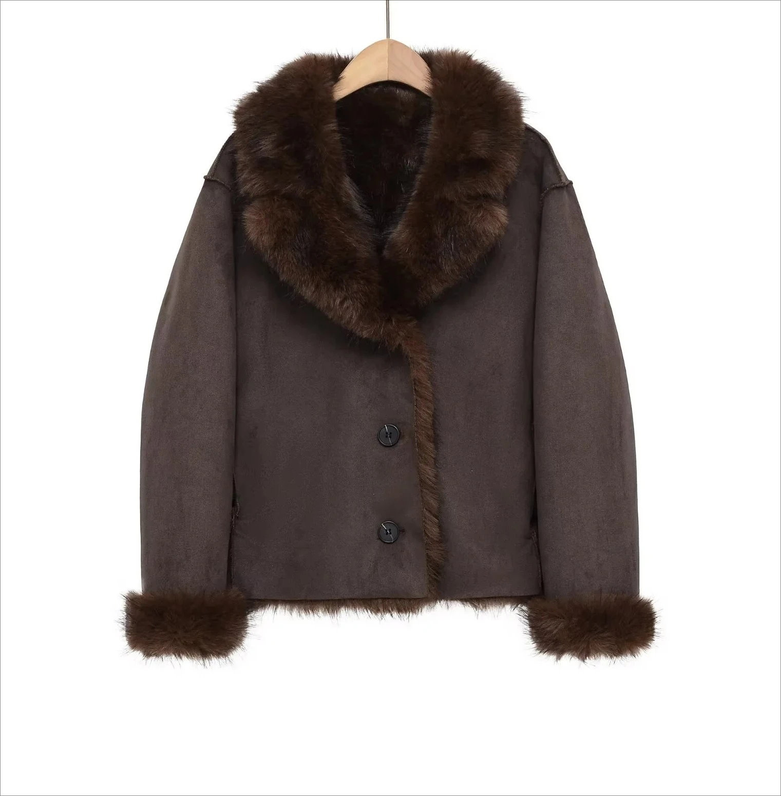 New Women's Casual Lapel Long Sleeve Fashion Button-Down Reversible Faux Fur Effect Jacket
New Women's Casual Lapel Long Sleeve Fashion Button-Down Reversible Faux Fur Effect Jacket