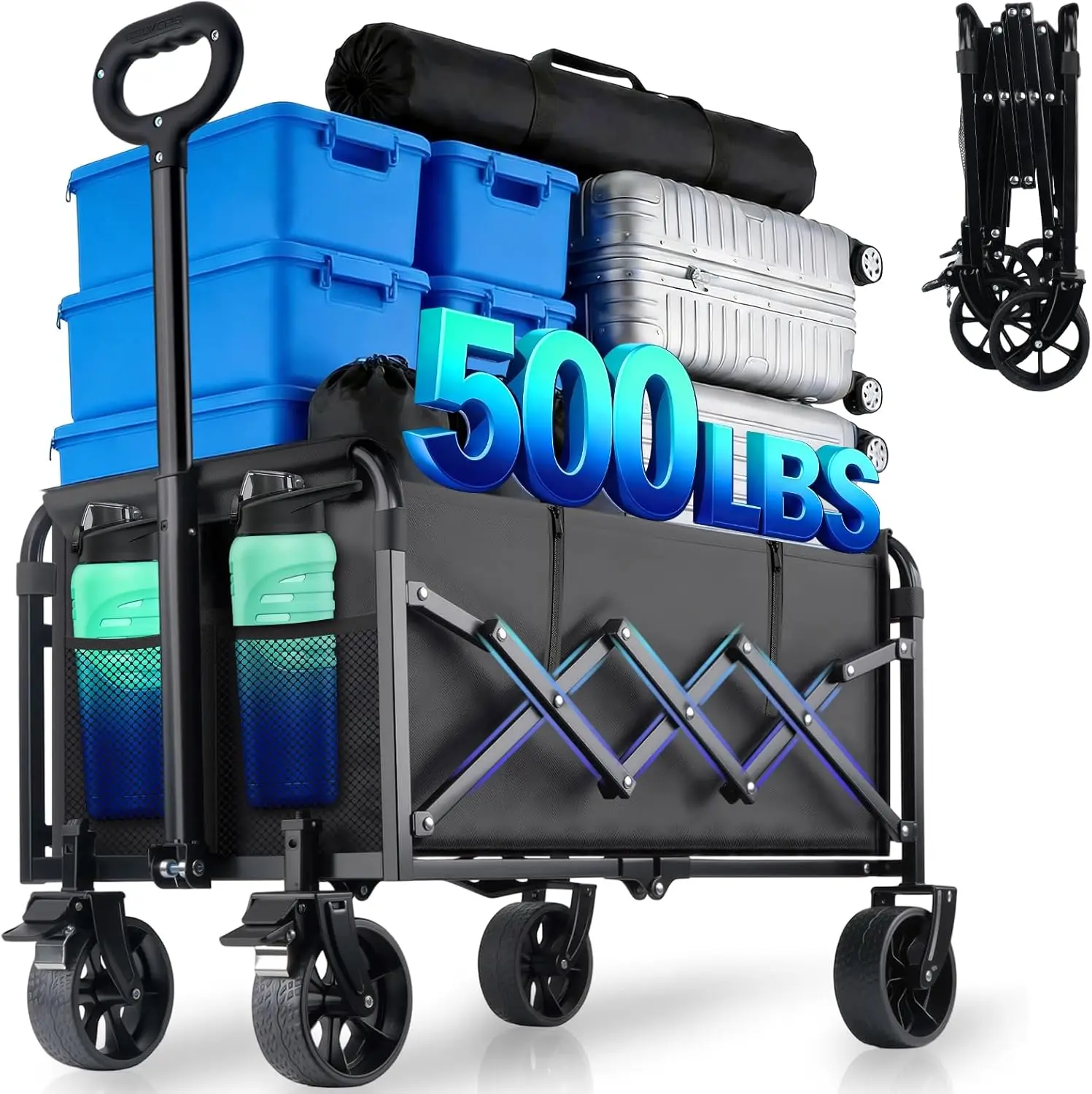 500LBS Heavy Duty Collapsible Wagon, 230L Utility Cart with 360° Brake Wheels for Groceries Camping Beach
500LBS Heavy Duty Collapsible Wagon, 230L Utility Cart with 360° Brake Wheels for Groceries Camping Beach