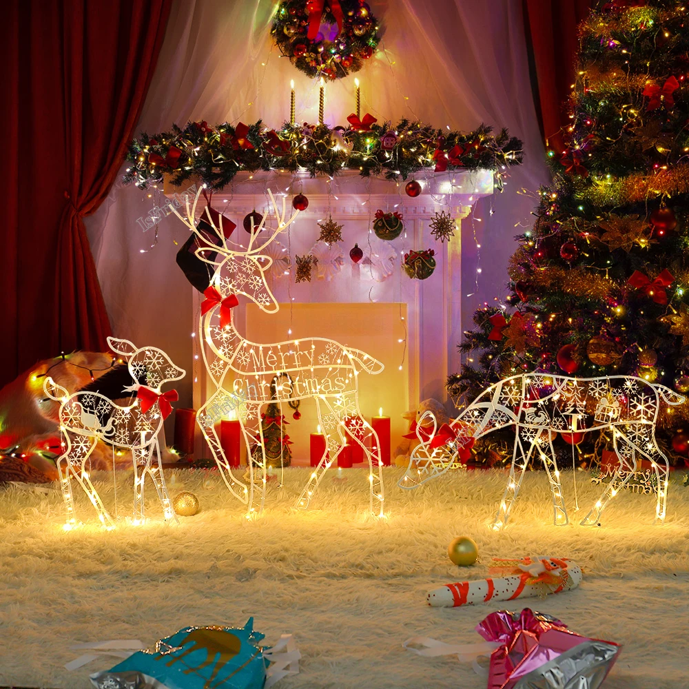 3pcs Christmas Lighted Iron Reindeer Elk Deer Xmas Outdoor Garden Decoration 6Meter LED Lights Strip Artificial Christmas Décor
3pcs Christmas Lighted Iron Reindeer Elk Deer Xmas Outdoor Garden Decoration 6Meter LED Lights Strip Artificial Christmas Décor