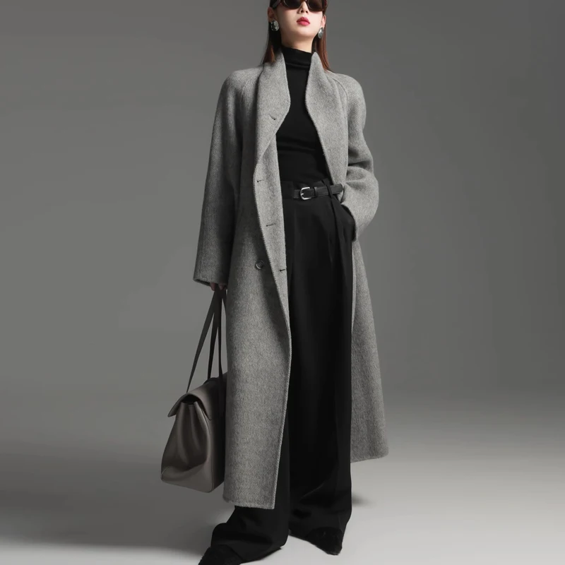 Fashion Stand Collar Double-breasted Women’s Double-sided Wool Long Coat 2025 New Ladies Elegant Alpaca Overcoat Woolen Outwear
Fashion Stand Collar Double-breasted Women’s Double-sided Wool Long Coat 2025 New Ladies Elegant Alpaca Overcoat Woolen Outwear