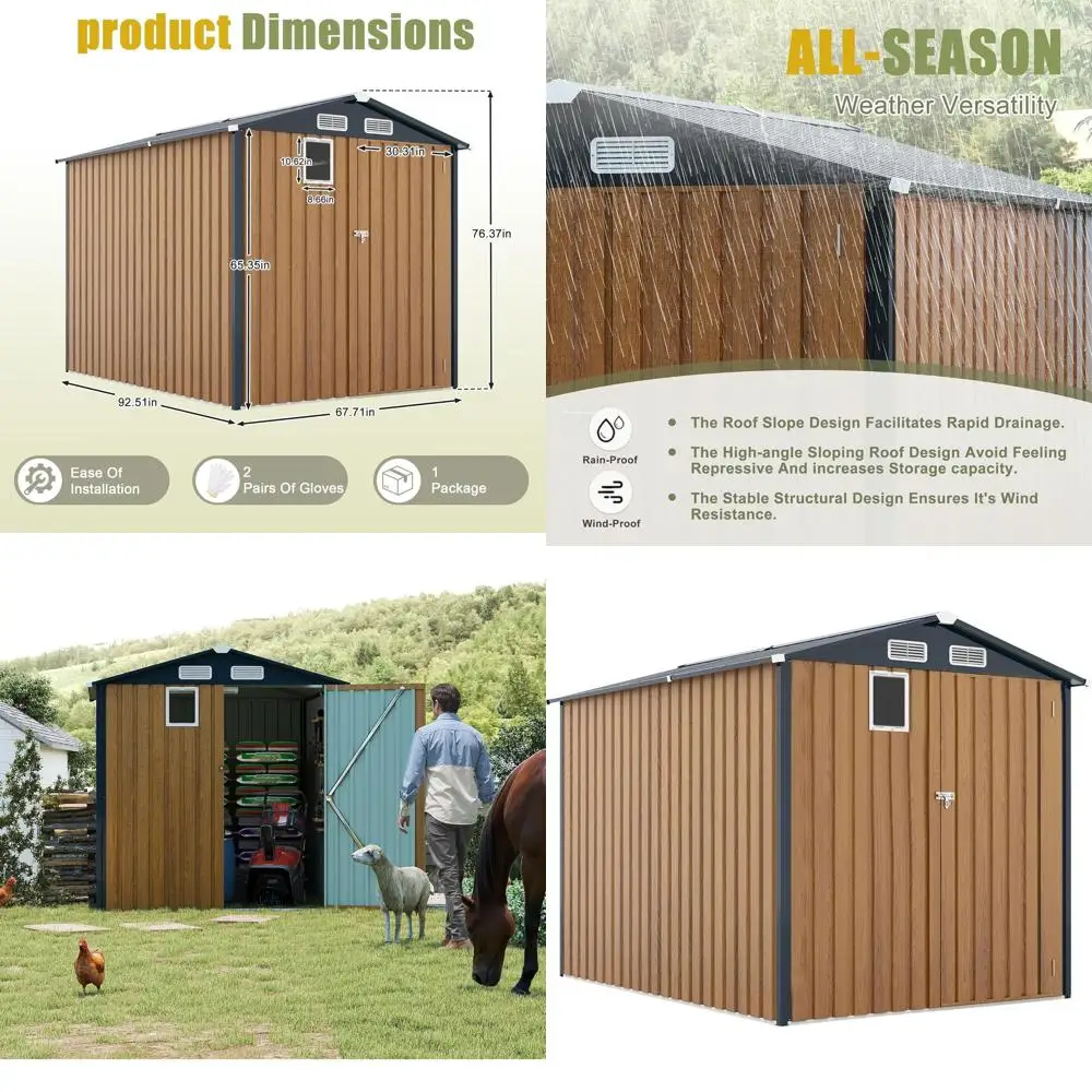 Металлический навес для улицы 6x8 футов с замком, вентилируемым окном, идеально подходит для патио, газона, велосипеда и хранения косилок коричневого цвета
Металлический навес для улицы 6x8 футов с замком, вентилируемым окном, идеально подходит для патио, газона, велосипеда и хранения косилок коричневого цвета