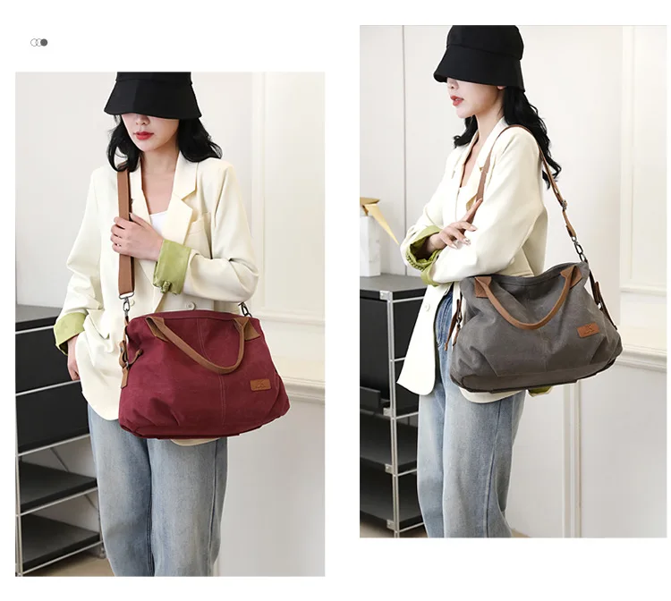 Женская простая и модная корейская версия портативной холщовой сумки через плечо большой вместимости.
Женская простая и модная корейская версия портативной холщовой сумки через плечо большой вместимости.
