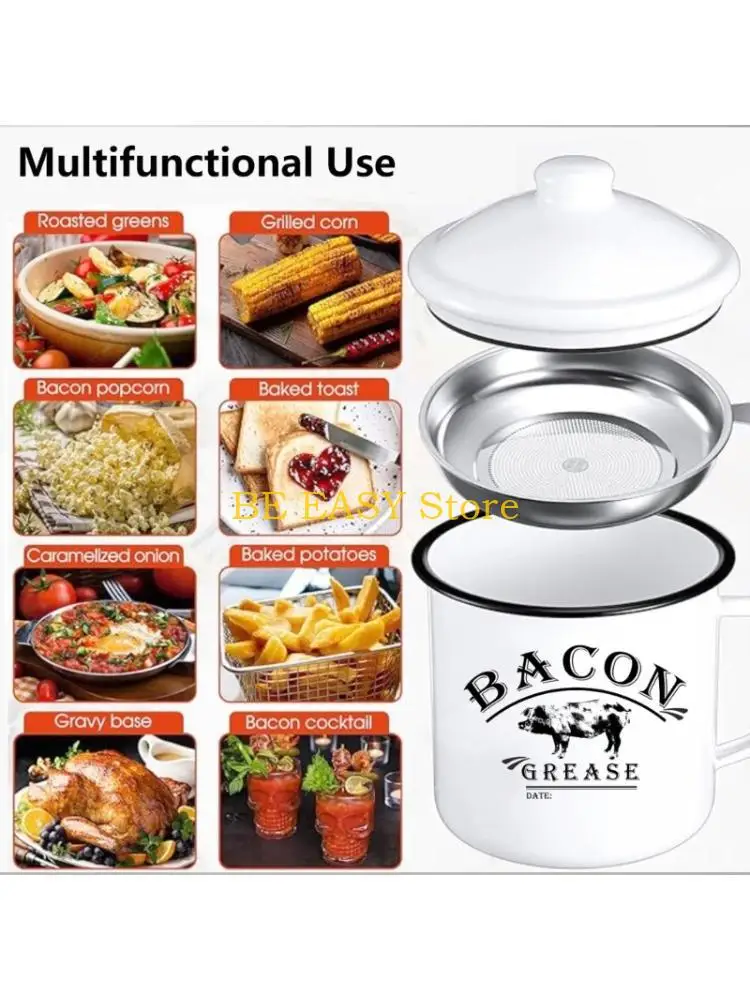 E28F Elegant Enamel Fat Holders 1200ML Versatile Double Handle Jar For Preserving Oil Or Serving As A Steamer
E28F Elegant Enamel Fat Holders 1200ML Versatile Double Handle Jar For Preserving Oil Or Serving As A Steamer