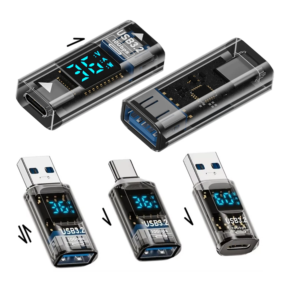 3A 36W QC Charging Adapter with Digital Display Voltage Current Power Meters USB3.2 10Gbps OTG USB A Male to C PD60W Fast Charge
3A 36W QC Charging Adapter with Digital Display Voltage Current Power Meters USB3.2 10Gbps OTG USB A Male to C PD60W Fast Charge