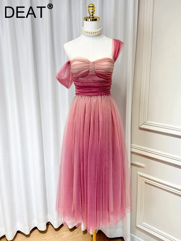 DEAT Women's Elegant Gradient Color Square Collar Mesh Dress Sleeveless Zipper Pleated Mid-length Party Dresses 2024 New 15C463
DEAT Women's Elegant Gradient Color Square Collar Mesh Dress Sleeveless Zipper Pleated Mid-length Party Dresses 2024 New 15C463