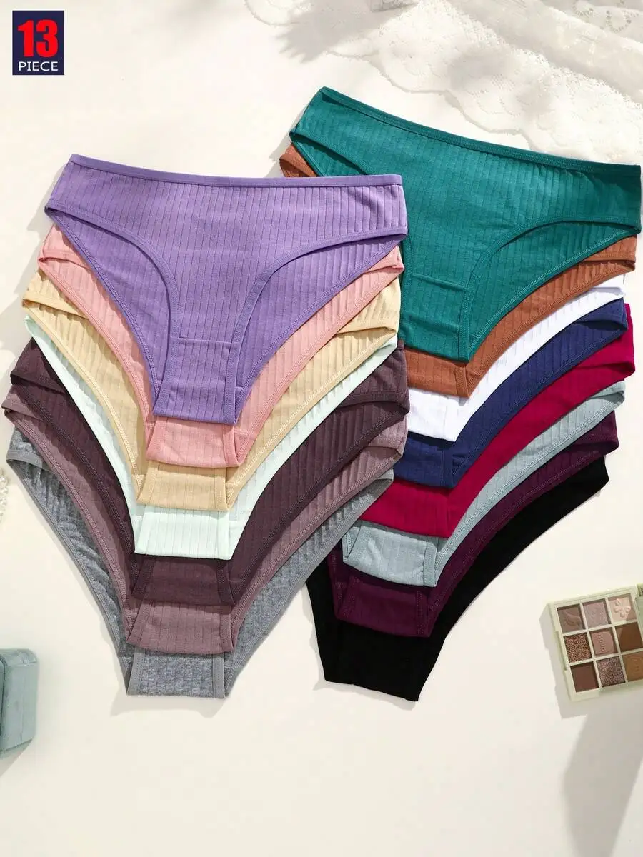13 Pack Cotton Womens Low Rise Bikini Panties Breathable Soft Ribbed Underwear S-XL
13 Pack Cotton Womens Low Rise Bikini Panties Breathable Soft Ribbed Underwear S-XL