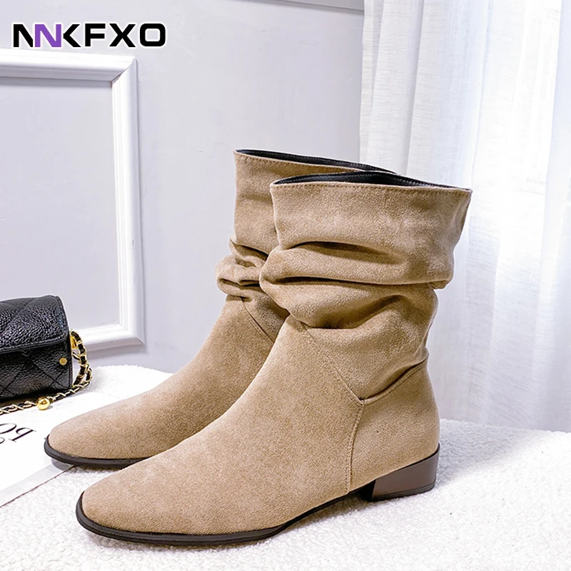 Women's Fashion Versatile Mid Calf Boots Autumn Winter Comfortable Boots Flock Fabric Boots Pointed Toe Square Heels Boots QB398
Women's Fashion Versatile Mid Calf Boots Autumn Winter Comfortable Boots Flock Fabric Boots Pointed Toe Square Heels Boots QB398