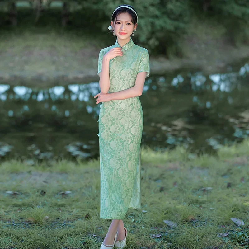 Yourqipao Summer Composite Lace Slim Long Cheongsam Mid-length Fresh Elegant Banquet Chinese Style Qipao Wedding Dress for Women
Yourqipao Summer Composite Lace Slim Long Cheongsam Mid-length Fresh Elegant Banquet Chinese Style Qipao Wedding Dress for Women