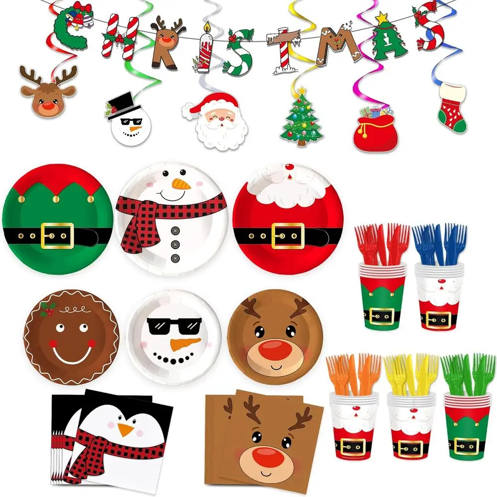 190 шт., мультяшные принадлежности для рождественской вечеринки, украшения для рождественской вечеринки, одноразовые тарелки, одноразовые салфетки для ужина, десерта, Tablew
190 шт., мультяшные принадлежности для рождественской вечеринки, украшения для рождественской вечеринки, одноразовые тарелки, одноразовые салфетки для ужина, десерта, Tablew