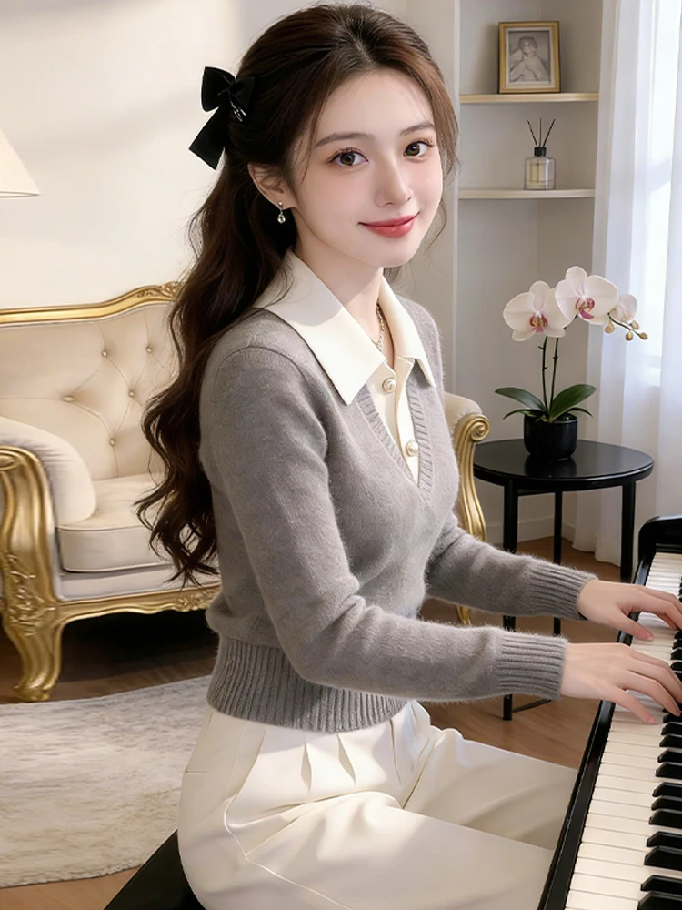 Женский вязаный свитер Ele Long Sve с воротником, утепленный, повседневный, осенне-зимний, модный, в стиле «Маленький аромат»
Женский вязаный свитер Ele Long Sve с воротником, утепленный, повседневный, осенне-зимний, модный, в стиле «Маленький аромат»