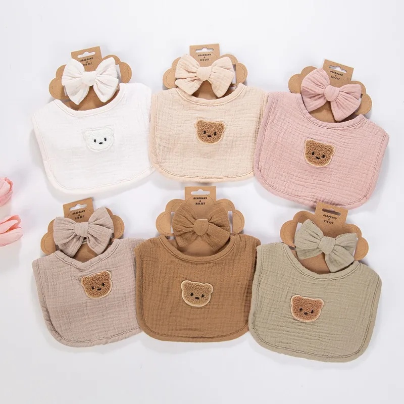 Newborn 4-Layer Cotton Drool Bibs Set Cartoon Bear Bandana Bib Headband Set for Baby Ultra Absorbent U-Shape Burp Cloths 0-6M
Newborn 4-Layer Cotton Drool Bibs Set Cartoon Bear Bandana Bib Headband Set for Baby Ultra Absorbent U-Shape Burp Cloths 0-6M