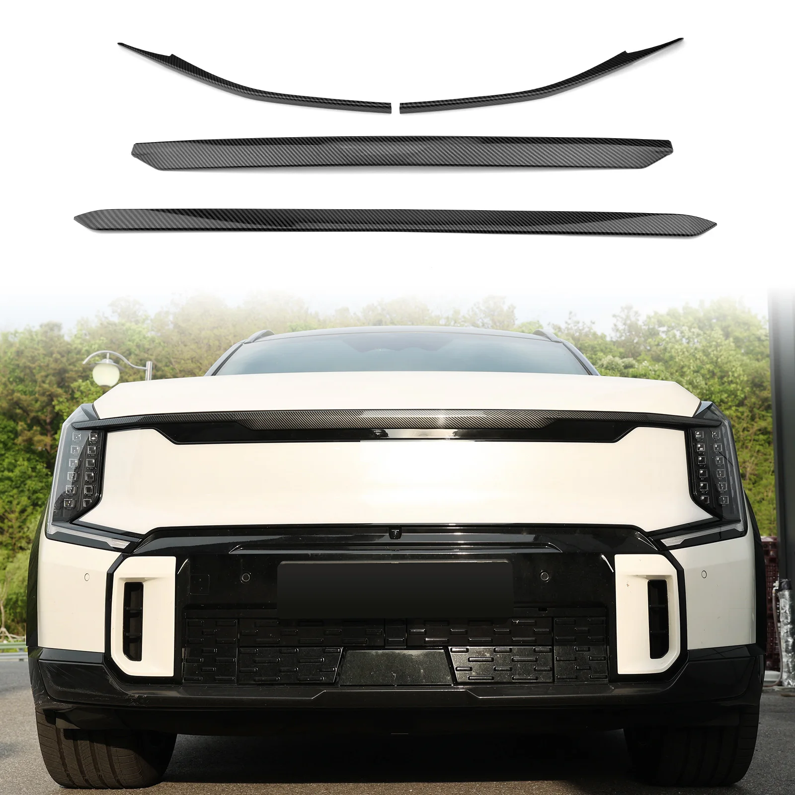 4 PCS Auto Carbon Fiber Piano Black Exterior Front Bumper Mesh Decorative Stripes Mouldings For Kia EV9 LHD RHD
4 PCS Auto Carbon Fiber Piano Black Exterior Front Bumper Mesh Decorative Stripes Mouldings For Kia EV9 LHD RHD
