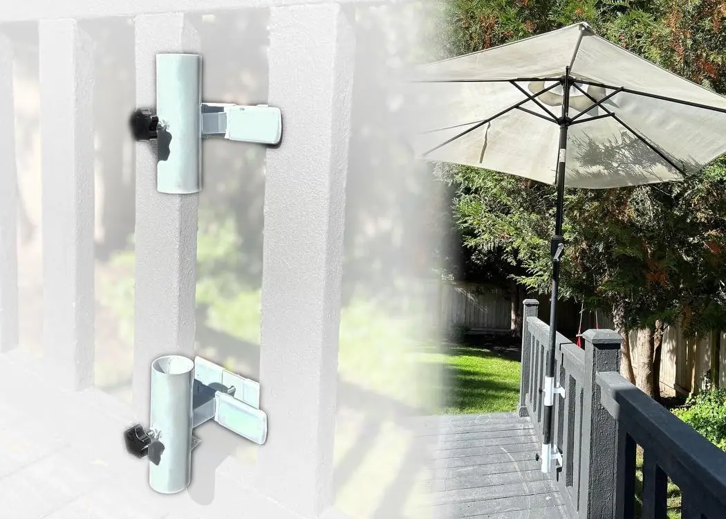 Patio Umbrella Holder with 2-Piece Design, Attaches to Railing for Space-Saving Outdoor Shade
Patio Umbrella Holder with 2-Piece Design, Attaches to Railing for Space-Saving Outdoor Shade