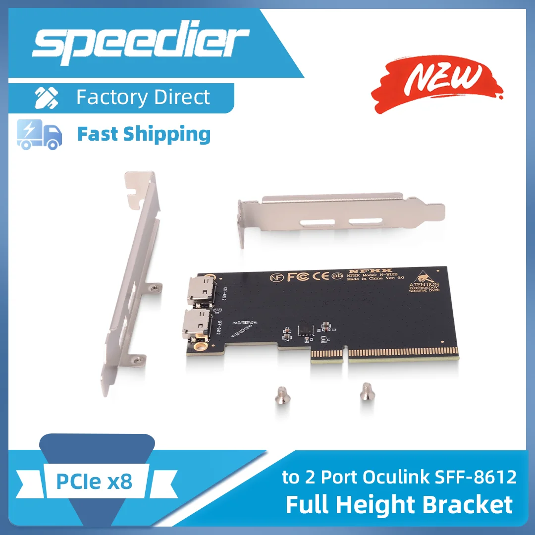 Адаптер-карта Riser PCIe 3.0 4.0 X16 на 2 порта Oculink SFF-8612 X4 4i с полноразмерной/полуразмерной заглушкой
Адаптер-карта Riser PCIe 3.0 4.0 X16 на 2 порта Oculink SFF-8612 X4 4i с полноразмерной/полуразмерной заглушкой