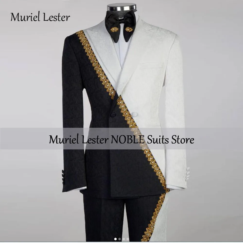 Exclusive Double Breasted Suits Men Splicing Design Jacket Pants 2 Pieces Groom Wedding Tuxedos Customized trajes para hombre
Exclusive Double Breasted Suits Men Splicing Design Jacket Pants 2 Pieces Groom Wedding Tuxedos Customized trajes para hombre