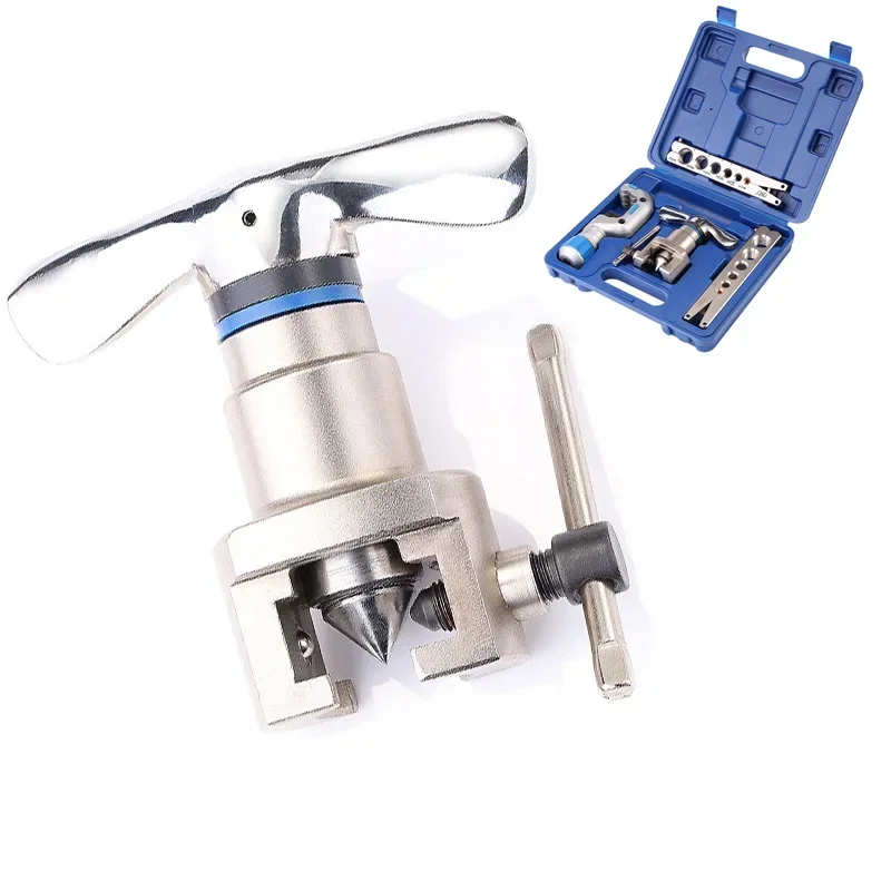 Новый набор инструментов для развальцовки медных труб, метрический императорский стальной зажим, набор инструментов для расширителя, набор инструментов для кондиционера, холодильные аксессуары
Новый набор инструментов для развальцовки медных труб, метрический императорский стальной зажим, набор инструментов для расширителя, набор инструментов для кондиционера, холодильные аксессуары