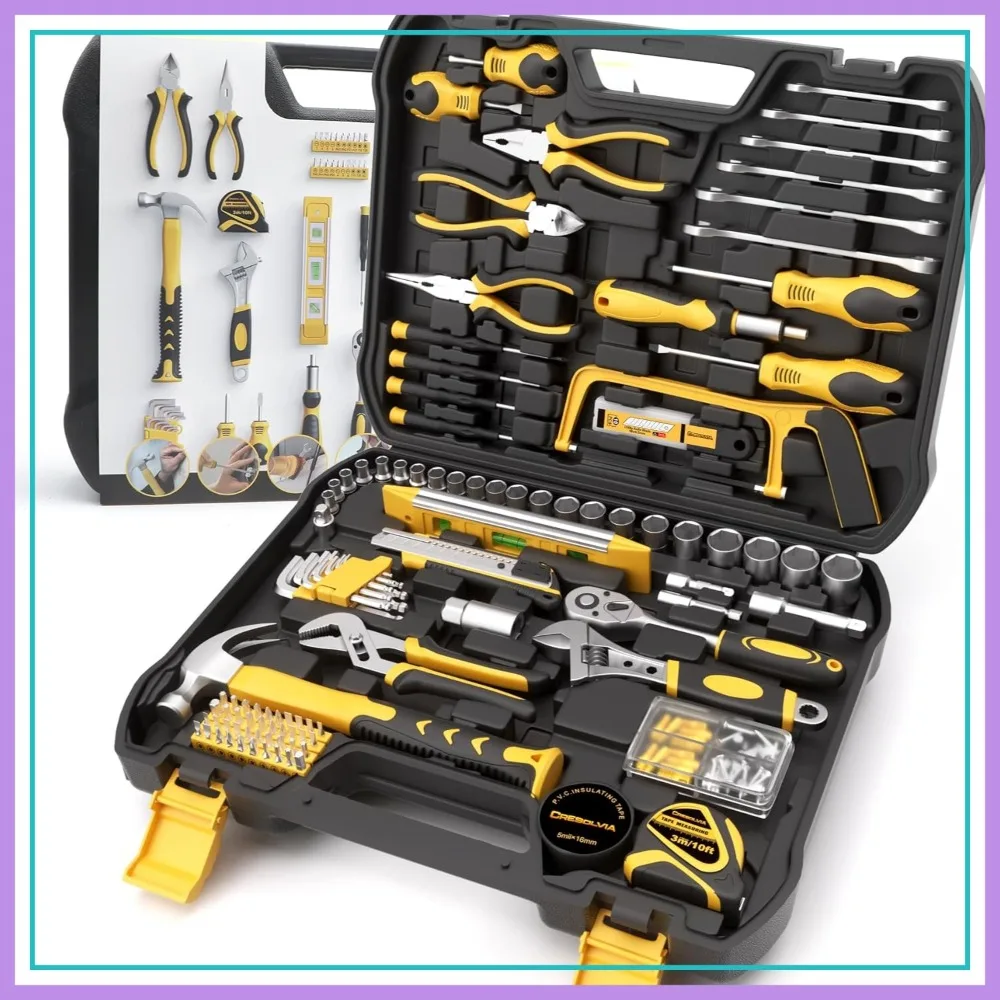 199 Piece Home & Auto Repair Tool Kit with Socket Wrench, Hand Tool Set in Case for Men, DIY Handyman
199 Piece Home & Auto Repair Tool Kit with Socket Wrench, Hand Tool Set in Case for Men, DIY Handyman