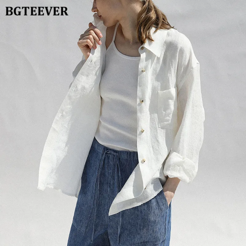 BGTEEVER Casual Lapel Long Sleeve Single-breasted Female Blouses Cotton and Linen Women Shirts
BGTEEVER Casual Lapel Long Sleeve Single-breasted Female Blouses Cotton and Linen Women Shirts