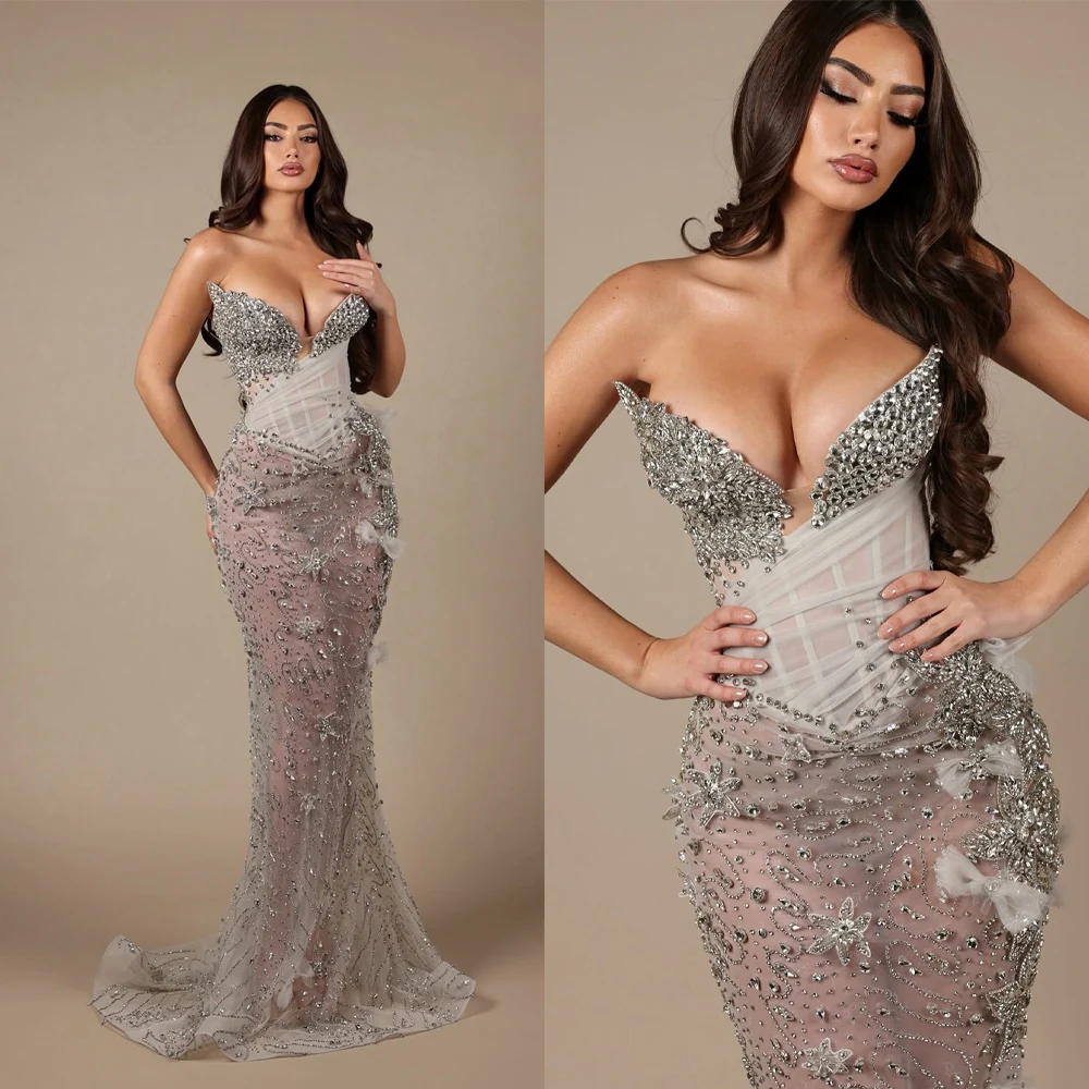 Elegant Mermaid Wedding Dresses Crystals Strapless Backless Sleeveless Bridal Gowns Prom Dresses Vestido de novia Customized
Elegant Mermaid Wedding Dresses Crystals Strapless Backless Sleeveless Bridal Gowns Prom Dresses Vestido de novia Customized