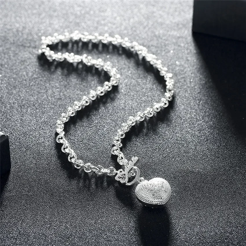Hot Sale 925 Sterling Silver Necklace Jewelry 18 Inches 45CM Shiny Crystal Heart Key Necklace for Women Christmas Gift
Hot Sale 925 Sterling Silver Necklace Jewelry 18 Inches 45CM Shiny Crystal Heart Key Necklace for Women Christmas Gift