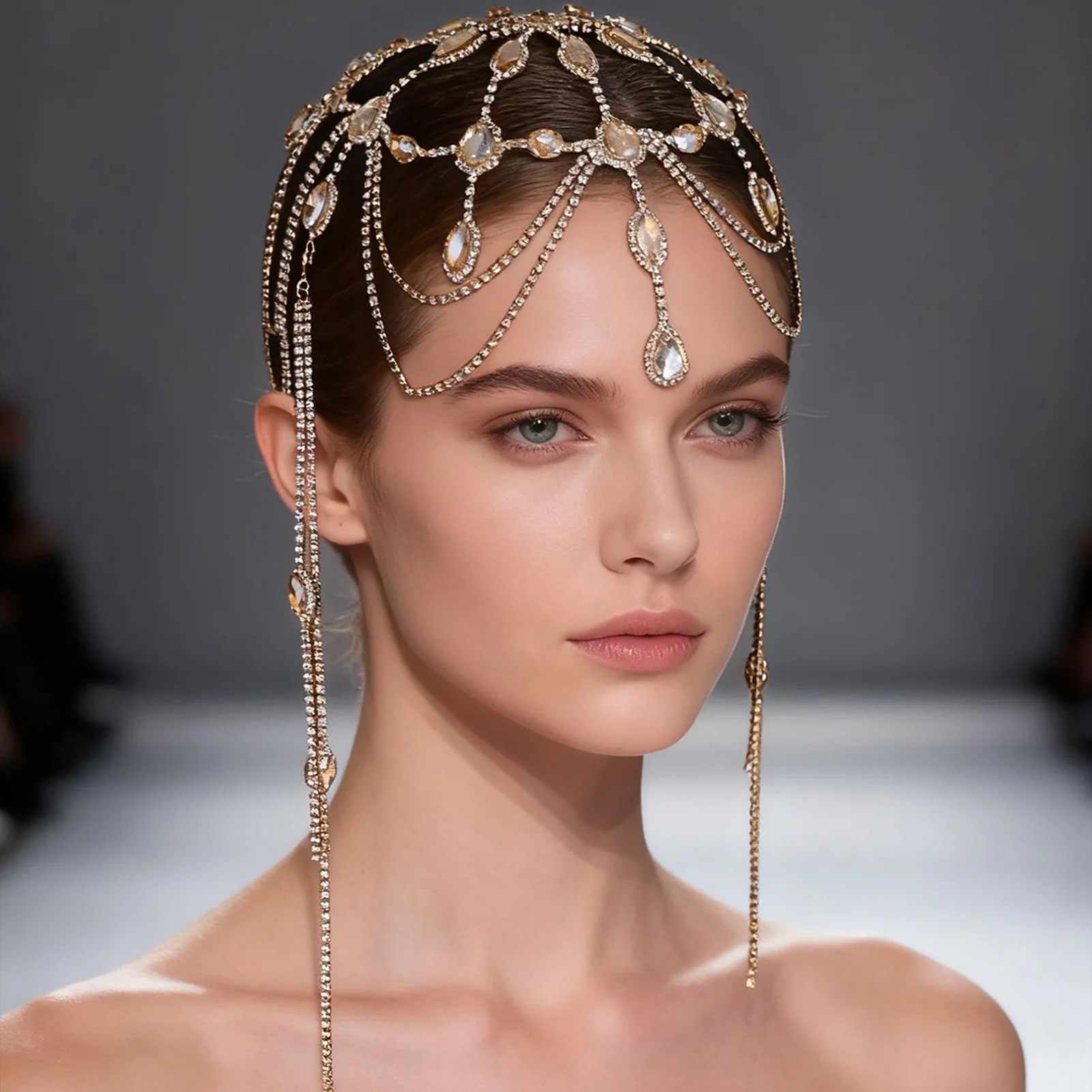 Crystal Women Hair Chain Headpiece Women's Fashion Headdress Bridal Crystal Hair Accessories Heart Head Chain Hat Jewelry
Crystal Women Hair Chain Headpiece Women's Fashion Headdress Bridal Crystal Hair Accessories Heart Head Chain Hat Jewelry