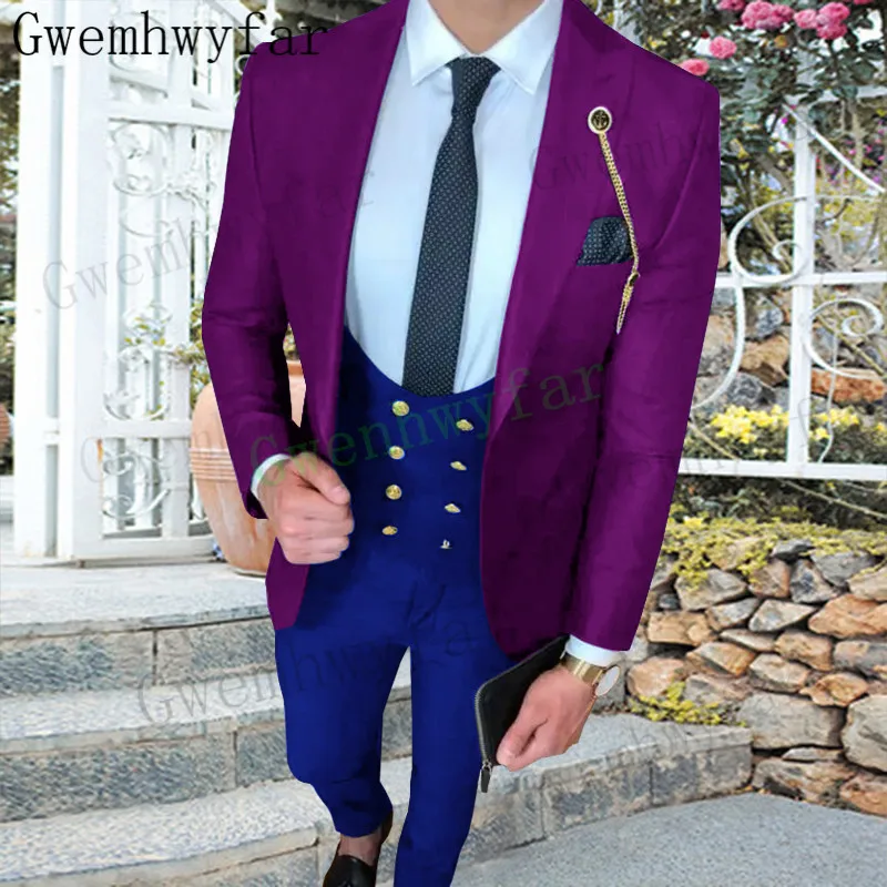 Gwenhwyfar Purple Fashion Men's Slim Fit Custom Suits Men Business Prom Wedding Suits 3 Pieces Set Traje Hombre Jacket Vest Pant
Gwenhwyfar Purple Fashion Men's Slim Fit Custom Suits Men Business Prom Wedding Suits 3 Pieces Set Traje Hombre Jacket Vest Pant