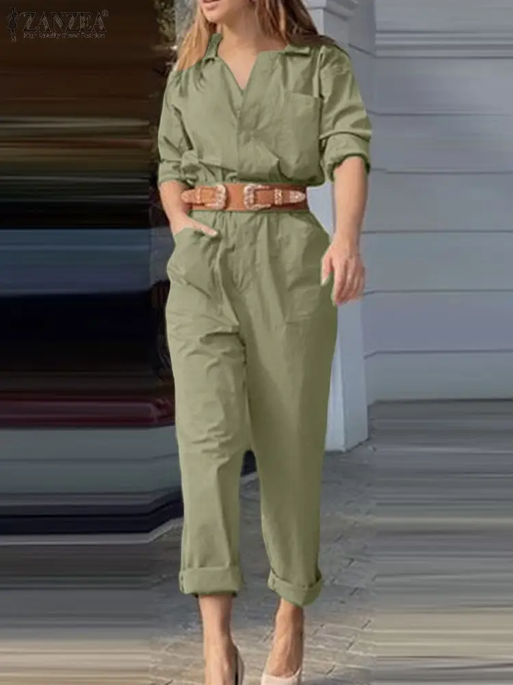 Fashion Summer Jumpsuits ZANZEA Women Overalls Vintage Solid Short Sleeve Rompers Elegant OL Work Pants Lapel Neck Playsuits
Fashion Summer Jumpsuits ZANZEA Women Overalls Vintage Solid Short Sleeve Rompers Elegant OL Work Pants Lapel Neck Playsuits