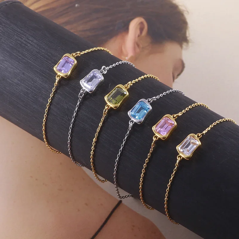 European and American KS Personalized Niche Design Geometric Square Shining Color Zircon Simple Bracelet
European and American KS Personalized Niche Design Geometric Square Shining Color Zircon Simple Bracelet
