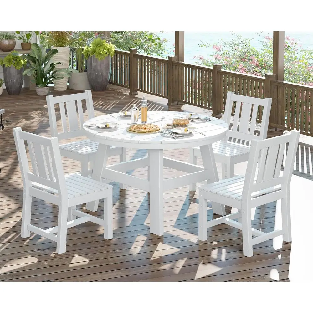 5-Piece HDPE Outdoor Dining Set with Umbrella Hole, Weather-Resistant for Patio, Garden, Poolside, Seaside - White
5-Piece HDPE Outdoor Dining Set with Umbrella Hole, Weather-Resistant for Patio, Garden, Poolside, Seaside - White