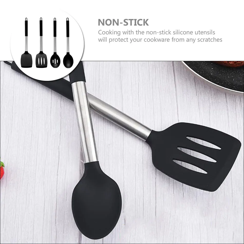 4 Piece Spatula Set Kitchen Set Silicone Cooking Utensils Stainless Steel Silicone Utensils Slotted Spoon Cooking Tools Reusable
4 Piece Spatula Set Kitchen Set Silicone Cooking Utensils Stainless Steel Silicone Utensils Slotted Spoon Cooking Tools Reusable