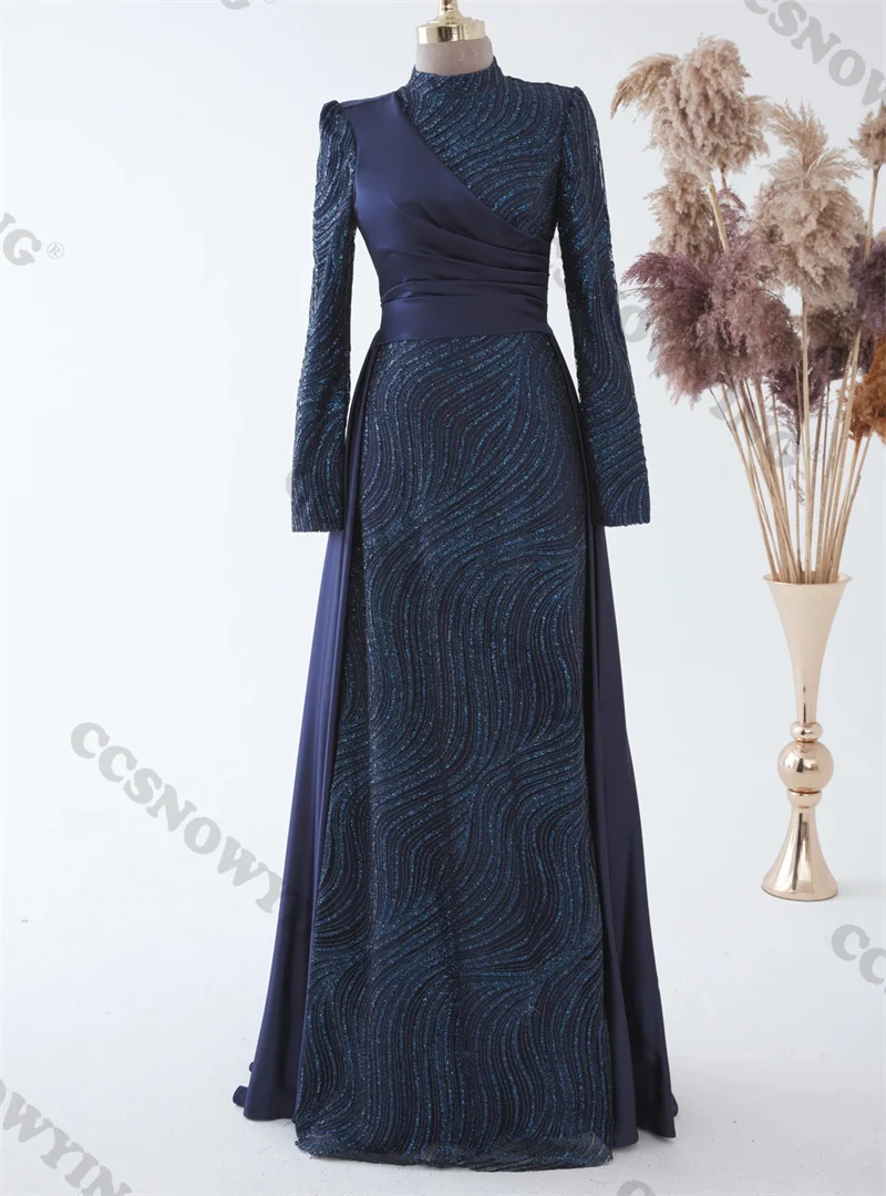 Luxurious Embroidery Satin High Neck Long Sleeve Prom Dress Formal Occasion Dresses Arabic Dubai Kaftan
Luxurious Embroidery Satin High Neck Long Sleeve Prom Dress Formal Occasion Dresses Arabic Dubai Kaftan