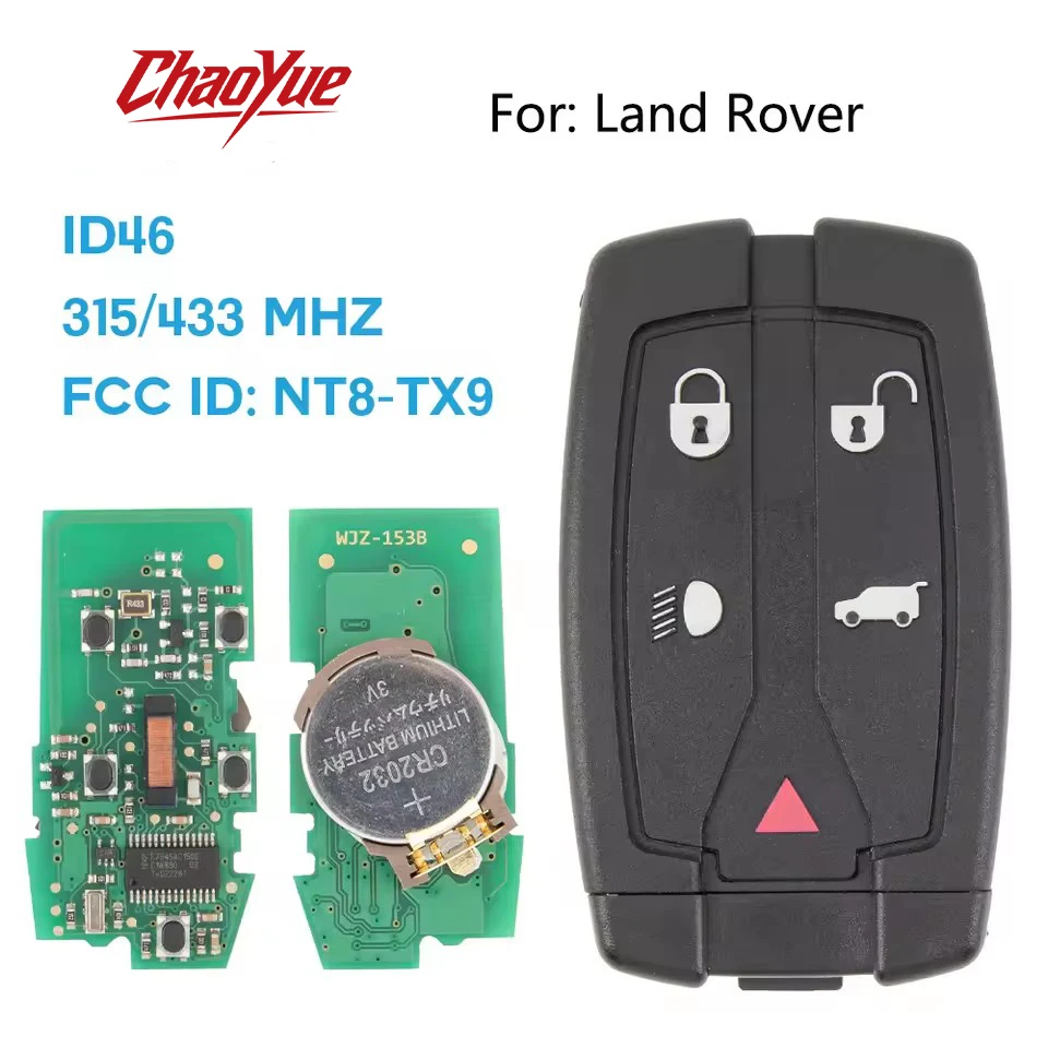 ChaoYue FCC ID: NT8TX9 5 Buttons 315Mhz/433Mhz Remote Smart Car Key Fob For Land Rover Freelander 2 3 LR2 Sport Fit Range
ChaoYue FCC ID: NT8TX9 5 Buttons 315Mhz/433Mhz Remote Smart Car Key Fob For Land Rover Freelander 2 3 LR2 Sport Fit Range