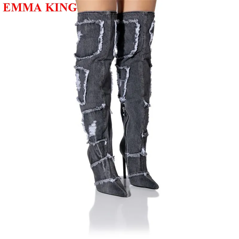 New 2023 Autumn Winter Over the Knee Boots Zipper Denim Jeans High Heels Casual Shoes Luxury Design Women's Thigh High Boots
New 2023 Autumn Winter Over the Knee Boots Zipper Denim Jeans High Heels Casual Shoes Luxury Design Women's Thigh High Boots