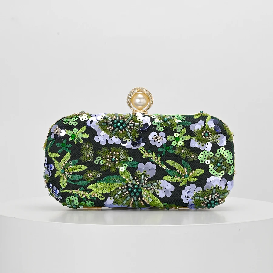 Contrast color flash flower sequin bead box clutch bag women's banquet satin dinner bag green chains shoulder bags
Contrast color flash flower sequin bead box clutch bag women's banquet satin dinner bag green chains shoulder bags